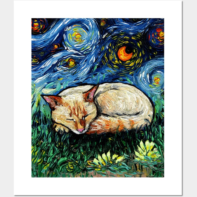 Sleepy Flame Point Siamese Night Wall Art by sagittariusgallery